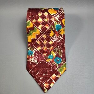 Vintage Ermenegildo Zegna Tie Multi Color Floral 100% Silk  58" Made In Italy